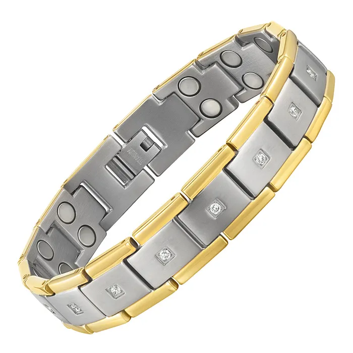 Mens Magnetic Bracelet with CZ stone two tone titanium Willis Judd Bracelets Mens Magnetic Bracelet with CZ stone two tone titanium Willis Judd Bracelets