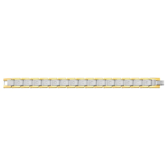 Mens Magnetic Bracelet with CZ stone two tone titanium Willis Judd Bracelets