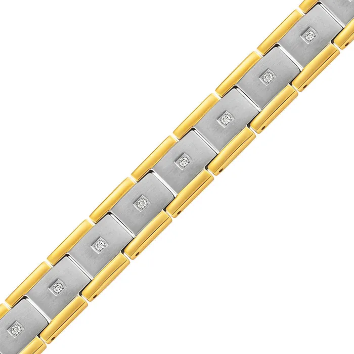 Mens Magnetic Bracelet with CZ stone two tone titanium Willis Judd Bracelets