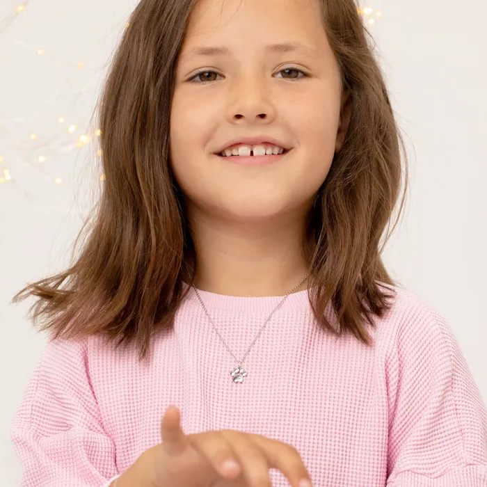 Necklaces Kids Necklaces Pendants My Best Friends Paw Kids Childrens Girls PendantNecklace Sterling Silver