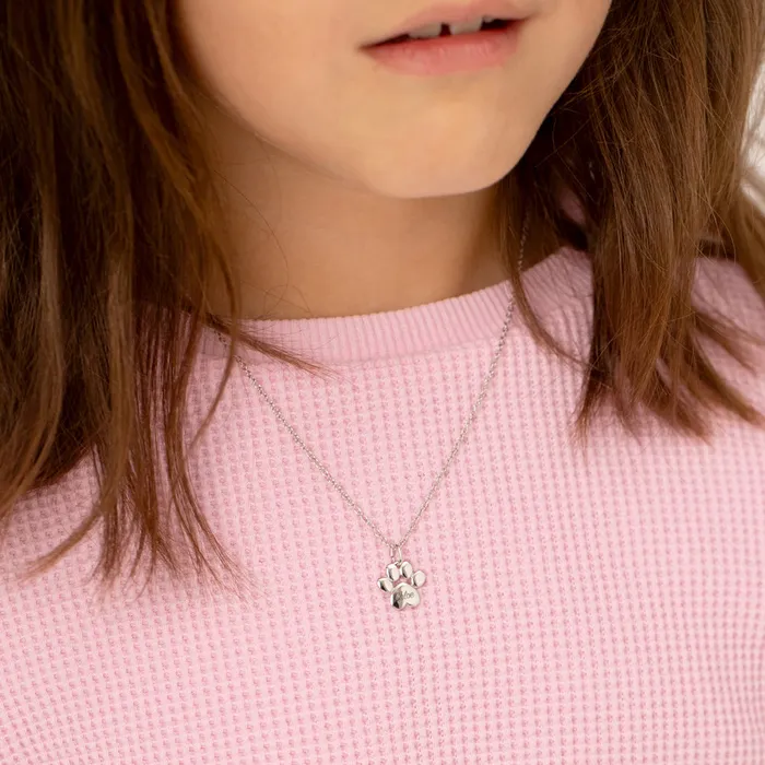 Necklaces Kids Necklaces Pendants My Best Friends Paw Kids Childrens Girls PendantNecklace Sterling Silver