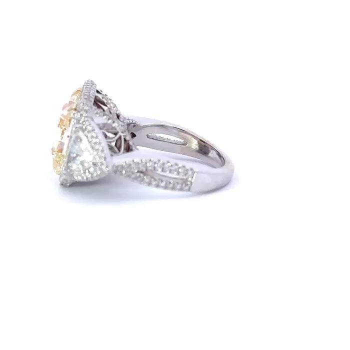 Rings Happy Jewelers 558 Fancy Yellow Radiant Natural Diamond 3Stone Engagement Ring