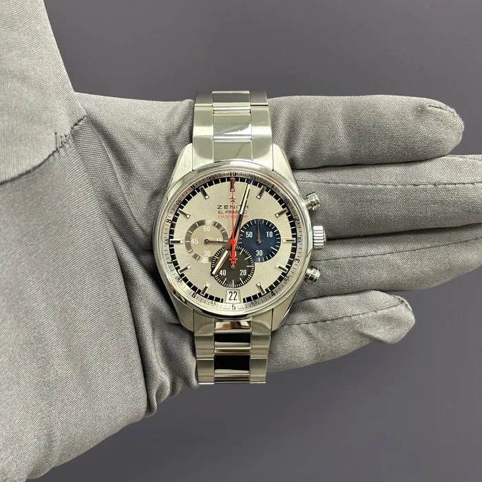 Zenith El Primero 42mm Silver Dial Watch Ref 0320414052 Happy Jewelers Watches Zenith El Primero 42mm Silver Dial Watch Ref 0320414052 Happy Jewelers Watches