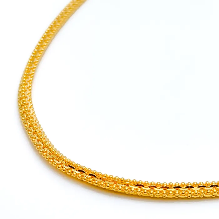 Andaaz Jewelers Necklaces Thick Flat Square 22k Gold Bead Chain 26