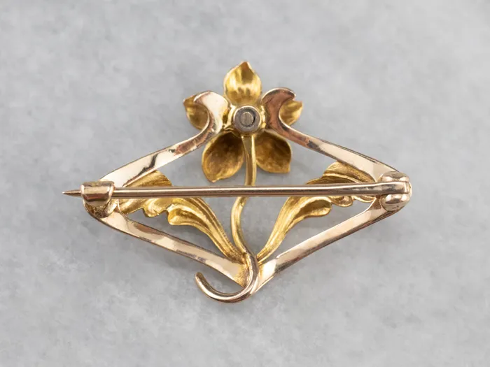 Antique Gold and Pearl Flower Pin Market Square Jewelers Earrings