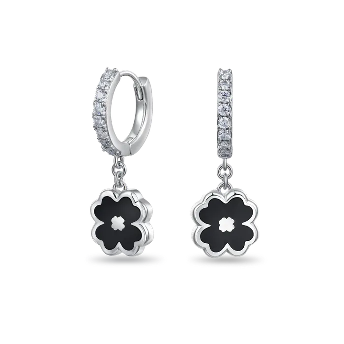aporro Earrings Moissanite Fourleaf Clover Dangly Earring