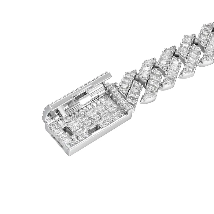 aporro Emerald Cut Prong Cuban Link Chain Necklaces