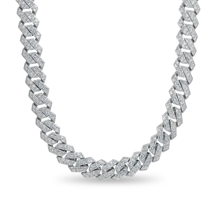 aporro Emerald Cut Prong Cuban Link Chain Necklaces