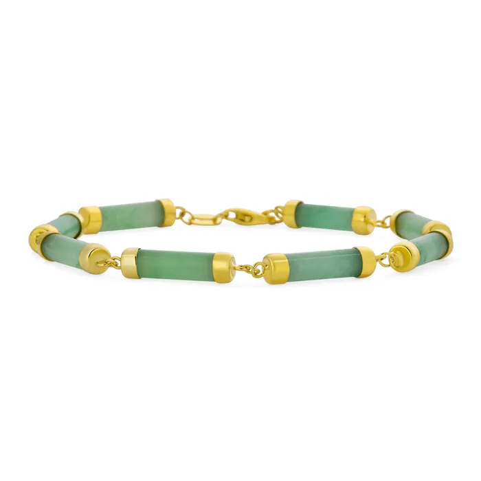 Asian Style Gemstone Chain Link Bracelet with MultiColor Jade and Onyx 14K Gold Plated BlingJewelry Wholesale Bracelets