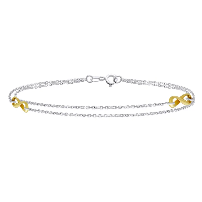 BlingJewelry Wholesale Bracelets Romantic Double Chain Infinity Love Knot Anklet Ankle Bracelet Sterling Silver