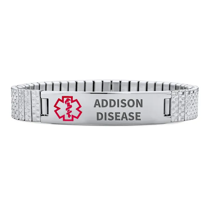 BlingJewelry Wholesale Bracelets Unisex Medical ID Bracelet Stretch Link Silver Tone Stainless Steel