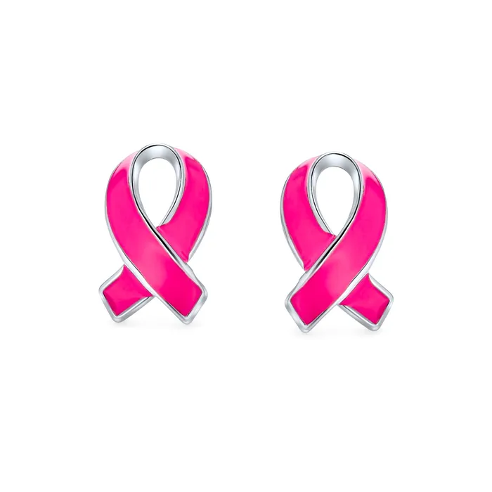 BlingJewelry Wholesale Earrings Breast Cancer Awareness Pink Ribbon Stud Earrings in Sterling Silver Enamel BlingJewelry Wholesale Earrings Breast Cancer Awareness Pink Ribbon Stud Earrings in Sterling Silver Enamel