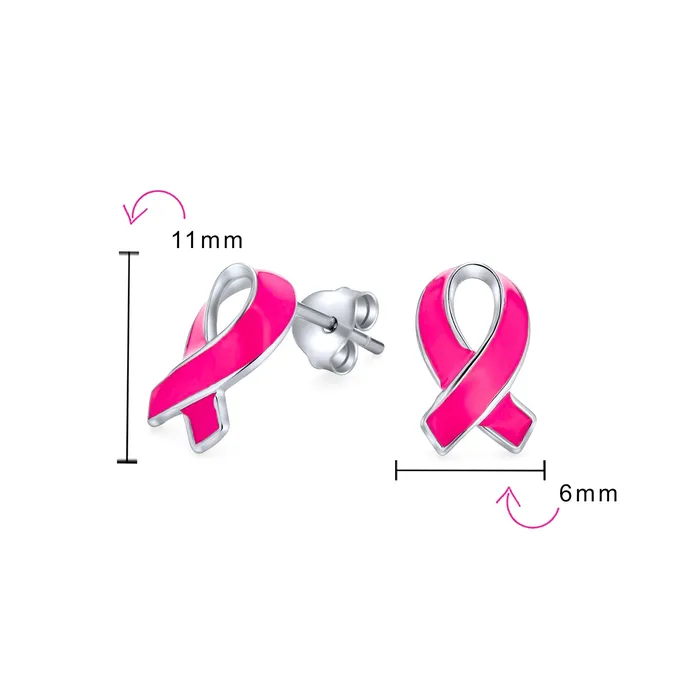 BlingJewelry Wholesale Earrings Breast Cancer Awareness Pink Ribbon Stud Earrings in Sterling Silver Enamel BlingJewelry Wholesale Earrings Breast Cancer Awareness Pink Ribbon Stud Earrings in Sterling Silver Enamel