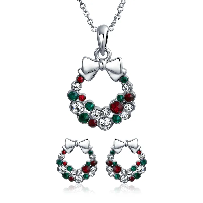 BlingJewelry Wholesale Earrings Fashion Sparkling Christmas Bow Crystal Necklace Earrings Jewelry Set Silver Plated BlingJewelry Wholesale Earrings Fashion Sparkling Christmas Bow Crystal Necklace Earrings Jewelry Set Silver Plated