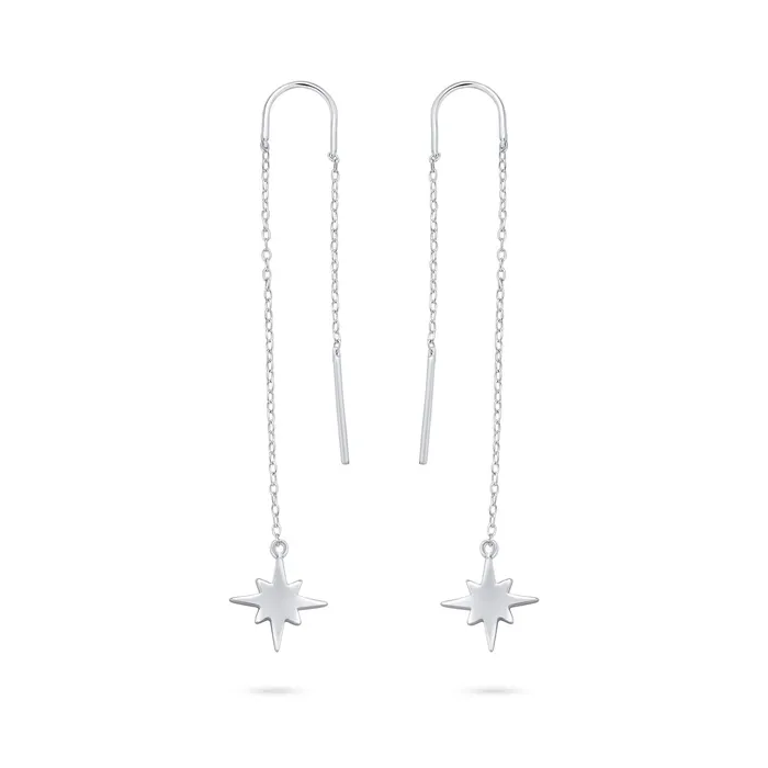 BlingJewelry Wholesale Earrings Minimalist Celestial Dangle Earrings North Star Threader in Sterling Silver BlingJewelry Wholesale Earrings Minimalist Celestial Dangle Earrings North Star Threader in Sterling Silver