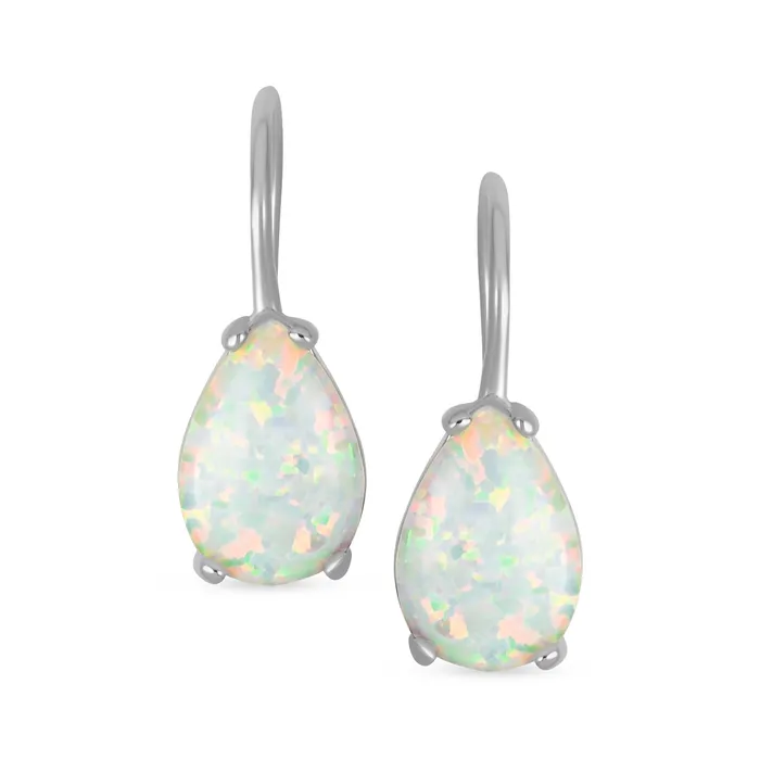 BlingJewelry Wholesale Earrings Orange White Teardrop Opal Drop Earrings Gold Plated Silver Fish Hook