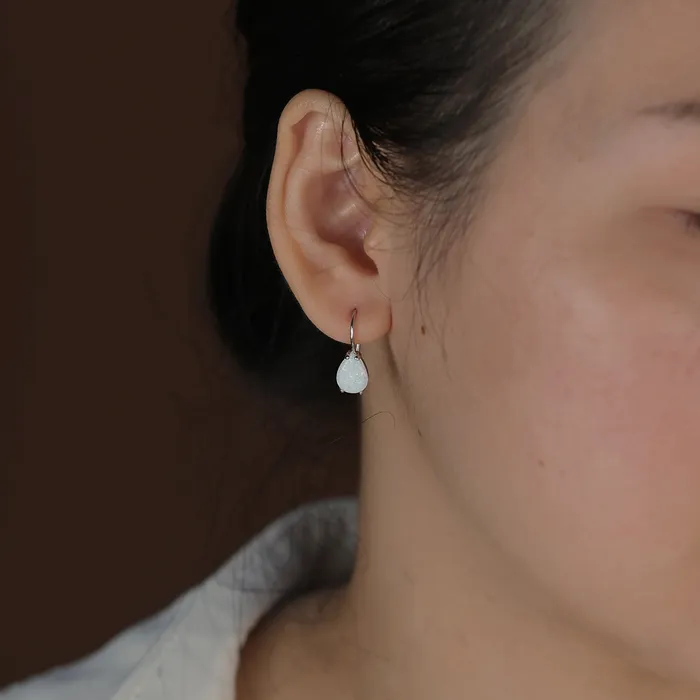BlingJewelry Wholesale Earrings Orange White Teardrop Opal Drop Earrings Gold Plated Silver Fish Hook