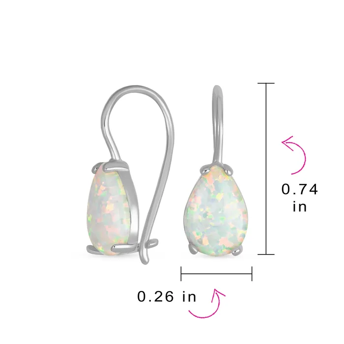 BlingJewelry Wholesale Earrings Orange White Teardrop Opal Drop Earrings Gold Plated Silver Fish Hook
