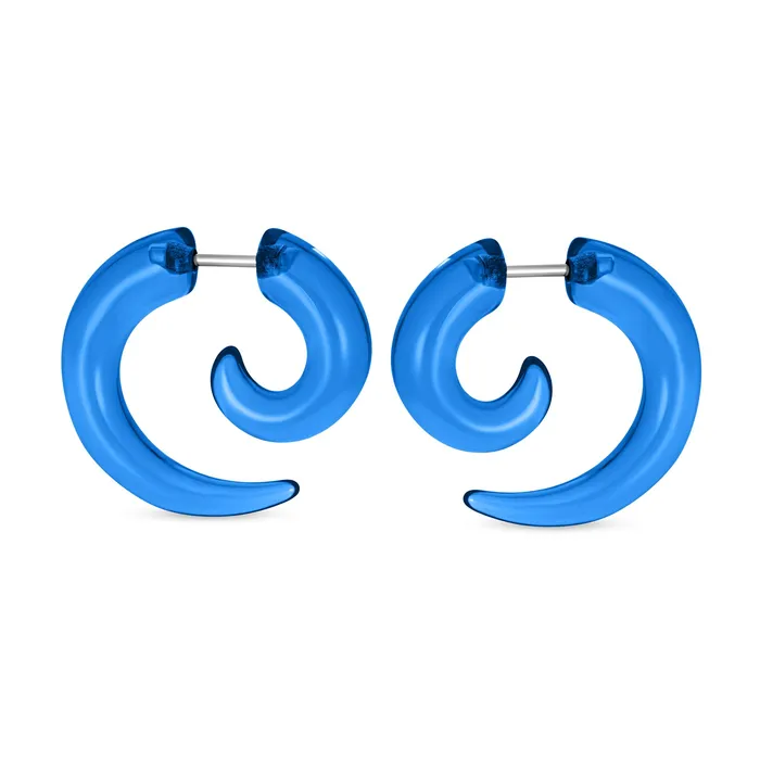 BlingJewelry Wholesale Earrings Unisex Spiral Tribal Ear Plug Taper Earrings Set 6 Pcs Various Colors