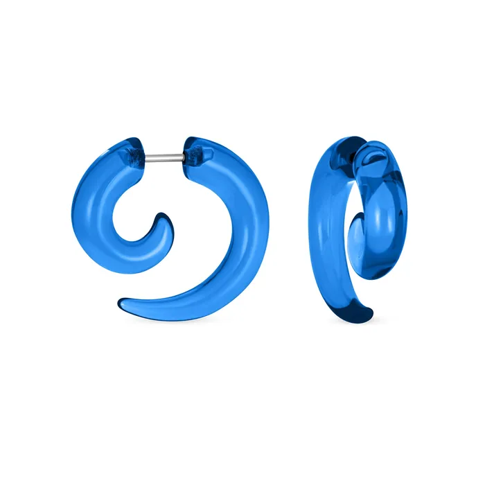 BlingJewelry Wholesale Earrings Unisex Spiral Tribal Ear Plug Taper Earrings Set 6 Pcs Various Colors