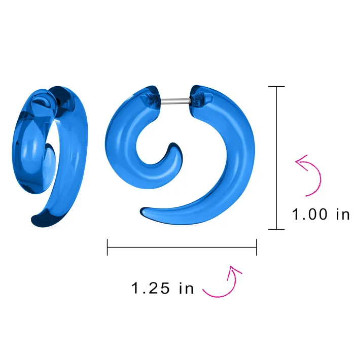 BlingJewelry Wholesale Earrings Unisex Spiral Tribal Ear Plug Taper Earrings Set 6 Pcs Various Colors