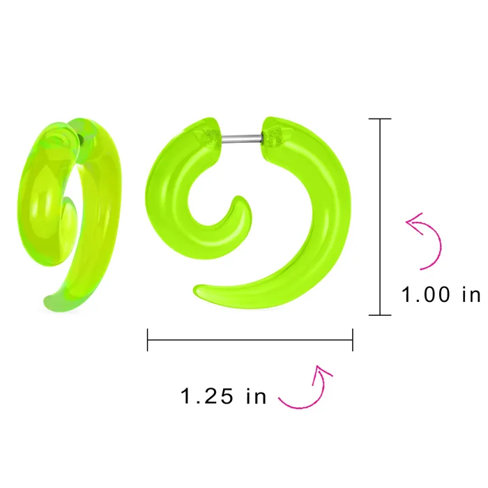BlingJewelry Wholesale Earrings Unisex Spiral Tribal Ear Plug Taper Earrings Set 6 Pcs Various Colors