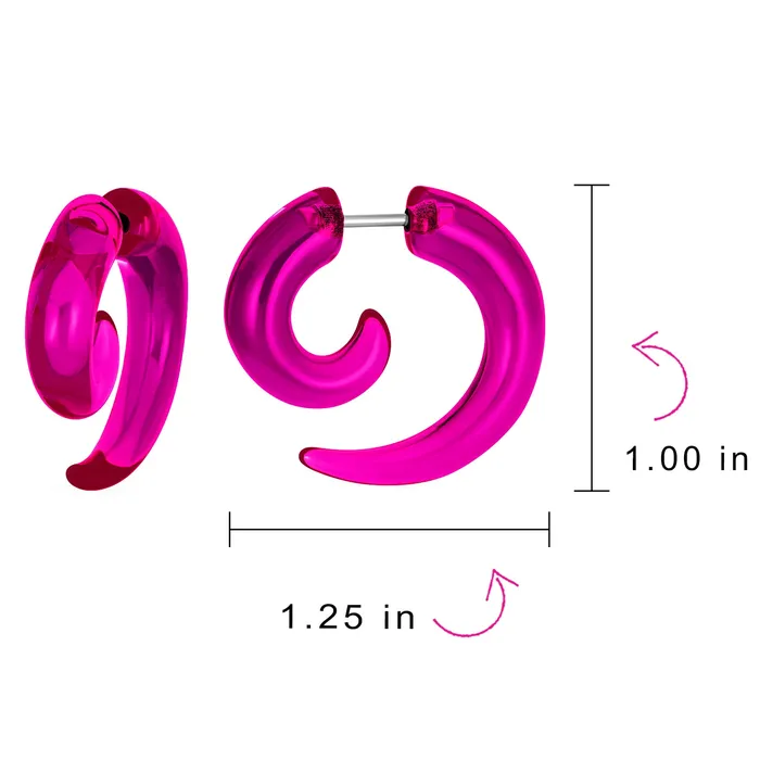 BlingJewelry Wholesale Earrings Unisex Spiral Tribal Ear Plug Taper Earrings Set 6 Pcs Various Colors