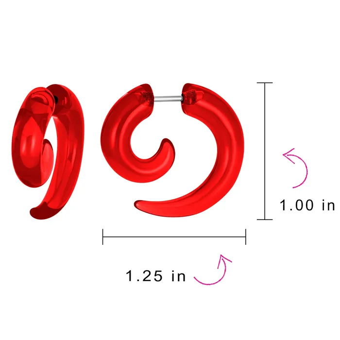 BlingJewelry Wholesale Earrings Unisex Spiral Tribal Ear Plug Taper Earrings Set 6 Pcs Various Colors