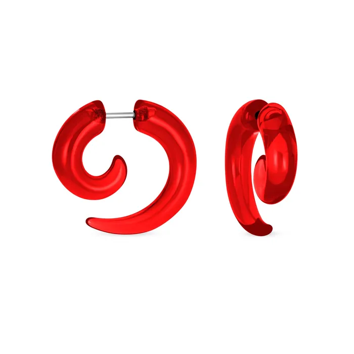 BlingJewelry Wholesale Earrings Unisex Spiral Tribal Ear Plug Taper Earrings Set 6 Pcs Various Colors
