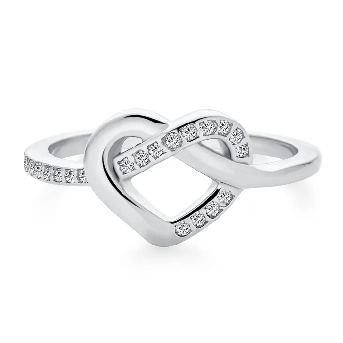 BlingJewelry Wholesale Rings Romantic Danity Pave CZ Infinity Heart Ring 925Sterling Silver