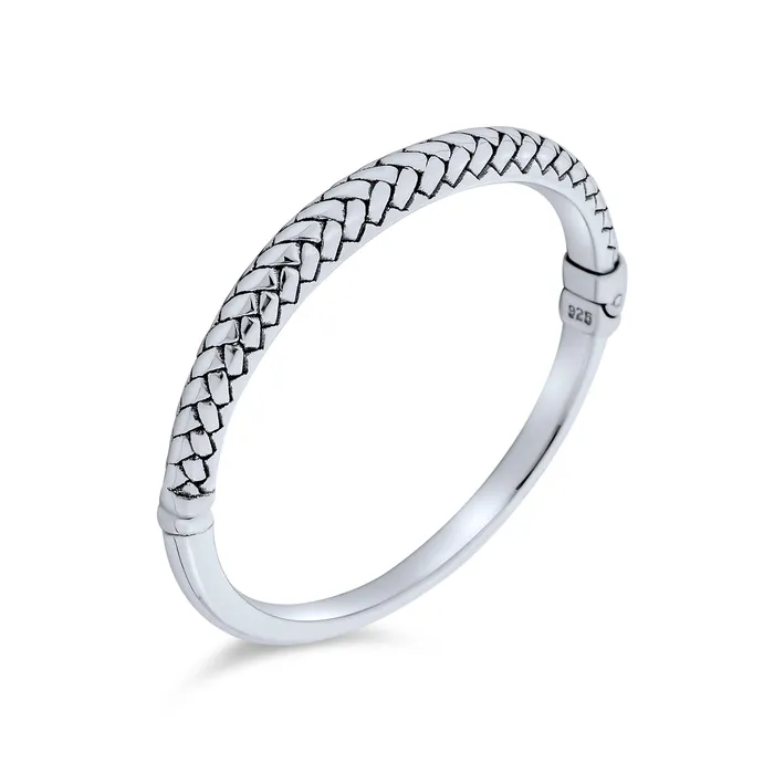 Bracelets BlingJewelry Wholesale Bali Singaraja Weave Bangle Bracelet in Oxidized Sterling Silver 75 Inch