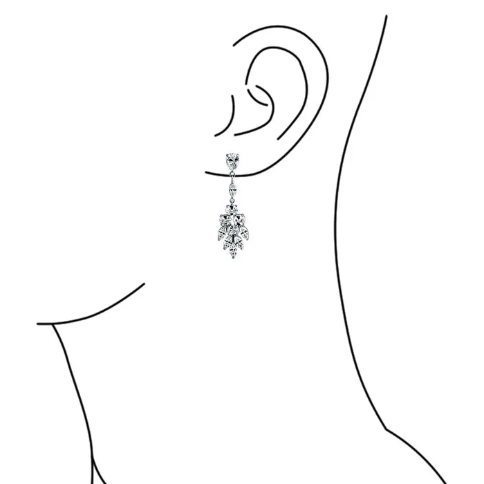 Bridal Teardrop Marquise CZ Dangle Chandelier Earrings Silver Plated Brass BlingJewelry Wholesale Earrings Bridal Teardrop Marquise CZ Dangle Chandelier Earrings Silver Plated Brass BlingJewelry Wholesale Earrings