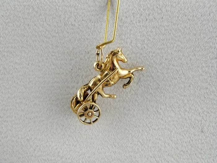 Charm Necklaces Market Square Jewelers Polished Surrey Horse Racer Movable Yellow Gold Charm or Pendant