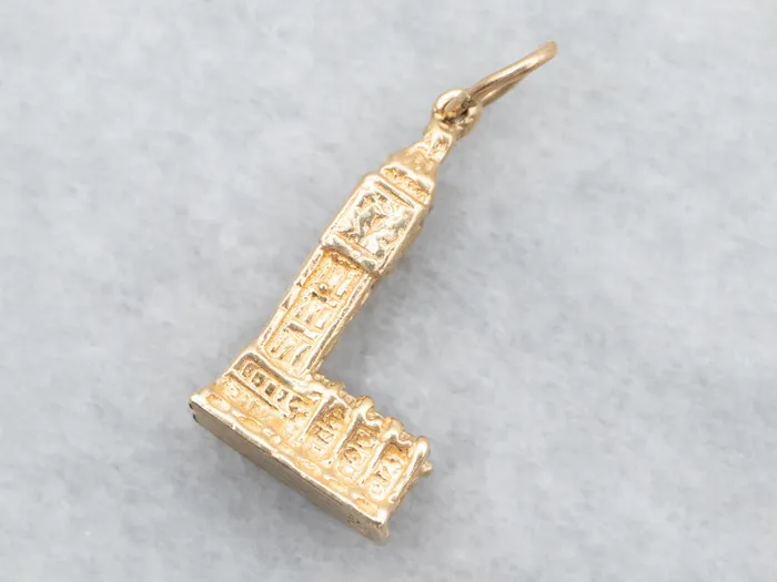 Charm Necklaces Market Square Jewelers Yellow Gold Clock Tower Charm