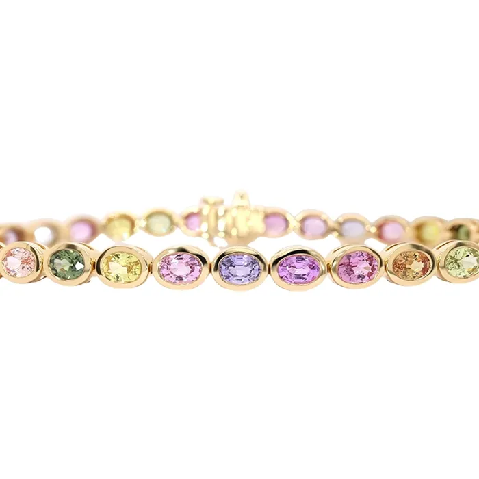 Classic Creations Bracelets 18kt Yellow Gold Oval Sapphire Tennis Bracelet Classic Creations Bracelets 18kt Yellow Gold Oval Sapphire Tennis Bracelet