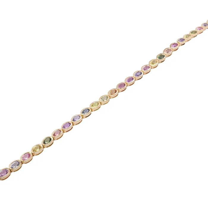 Classic Creations Bracelets 18kt Yellow Gold Oval Sapphire Tennis Bracelet