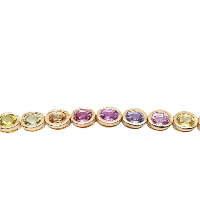 Classic Creations Bracelets 18kt Yellow Gold Oval Sapphire Tennis Bracelet