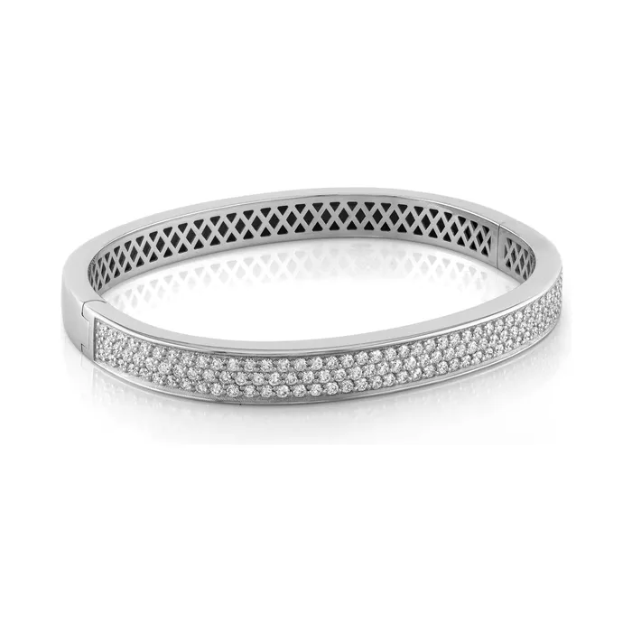 Classic Creations PreStyled Sets 18kt Gold 3 Row Pav Bangle