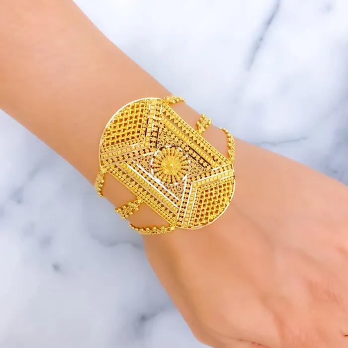 Detailed Decorative 22k Gold Statement Bracelet Andaaz Jewelers Bracelets