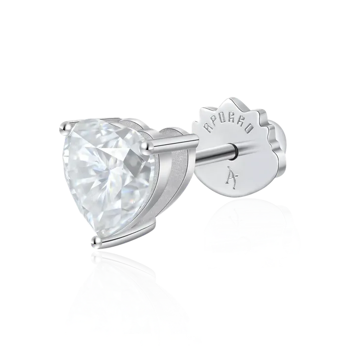 Earrings aporro Moissanite Heart Stud Earrings