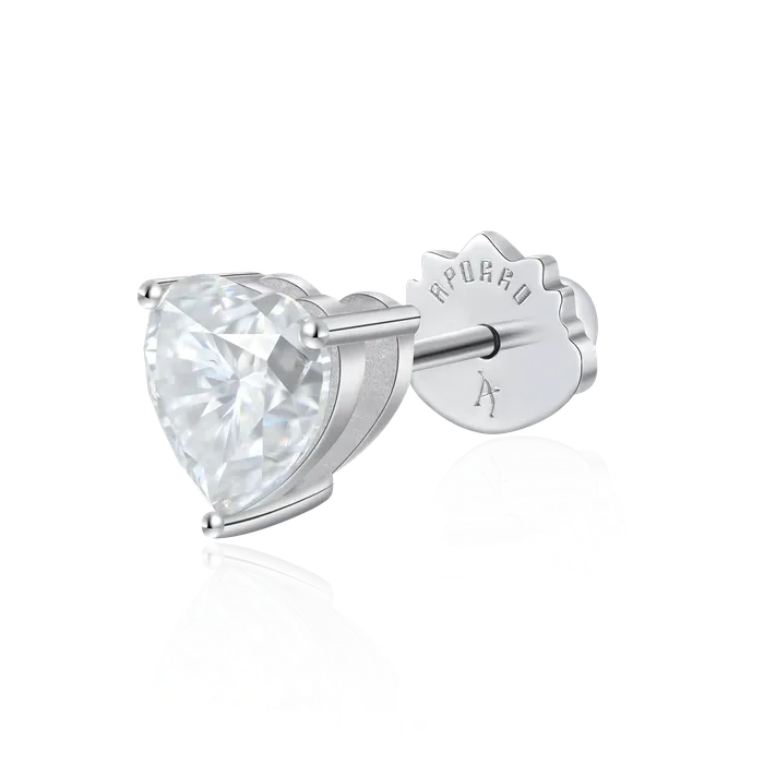 Earrings aporro Moissanite Heart Stud Earrings