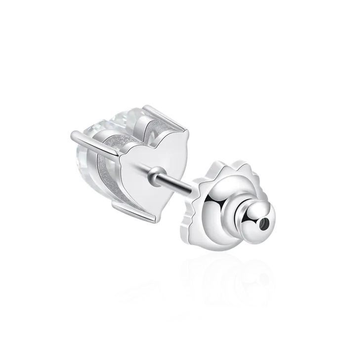 Earrings aporro Moissanite Heart Stud Earrings