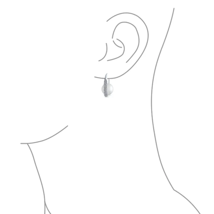 Earrings Bridal White Pearl Dangle Chandelier Earrings with CZ Pave and Silver Plating BlingJewelry Wholesale