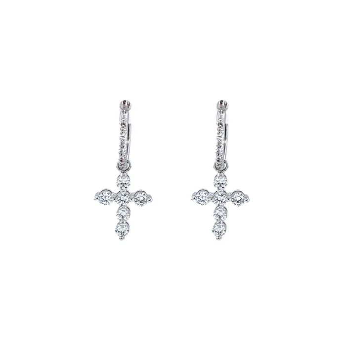 Earrings CH Collection Diamond Cross Hoop Earrings