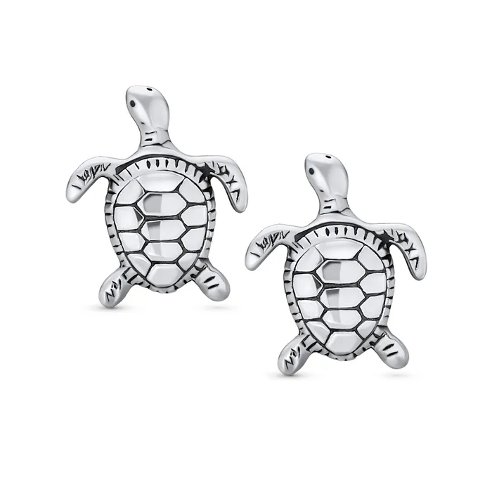 Earrings Hawaiian Sea Tortoise Beach Turtle Stud Earrings in Sterling Silver BlingJewelry Wholesale
