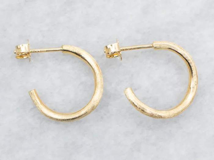 Earrings Market Square Jewelers Brushed Gold Hoop Earrings