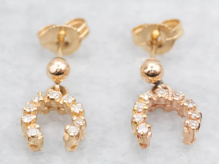Earrings Polished Gold Horseshoe Diamond Drop Earrings Market Square Jewelers Earrings Polished Gold Horseshoe Diamond Drop Earrings Market Square Jewelers