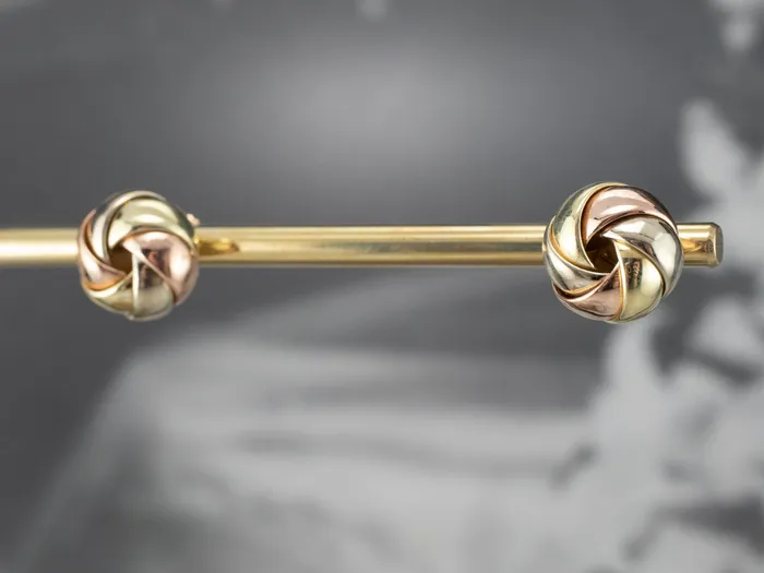 Earrings Tri Color Gold Knot Stud Earrings Market Square Jewelers