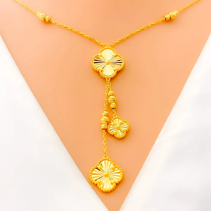 Extravagant Exclusive 21k Gold Clover Necklace Set Andaaz Jewelers Necklaces