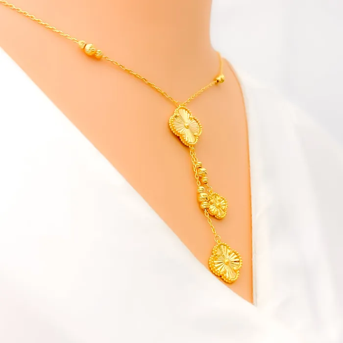 Extravagant Exclusive 21k Gold Clover Necklace Set Andaaz Jewelers Necklaces